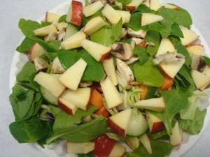 Snack: Salad with apples!  and raspberry vinaigrette
